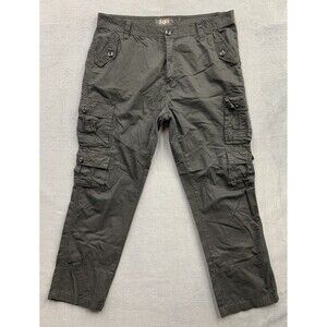 Lion Crest Cargo Pants Mens Size 40X32 Black Straight 100% Cotton Multi Pockets
